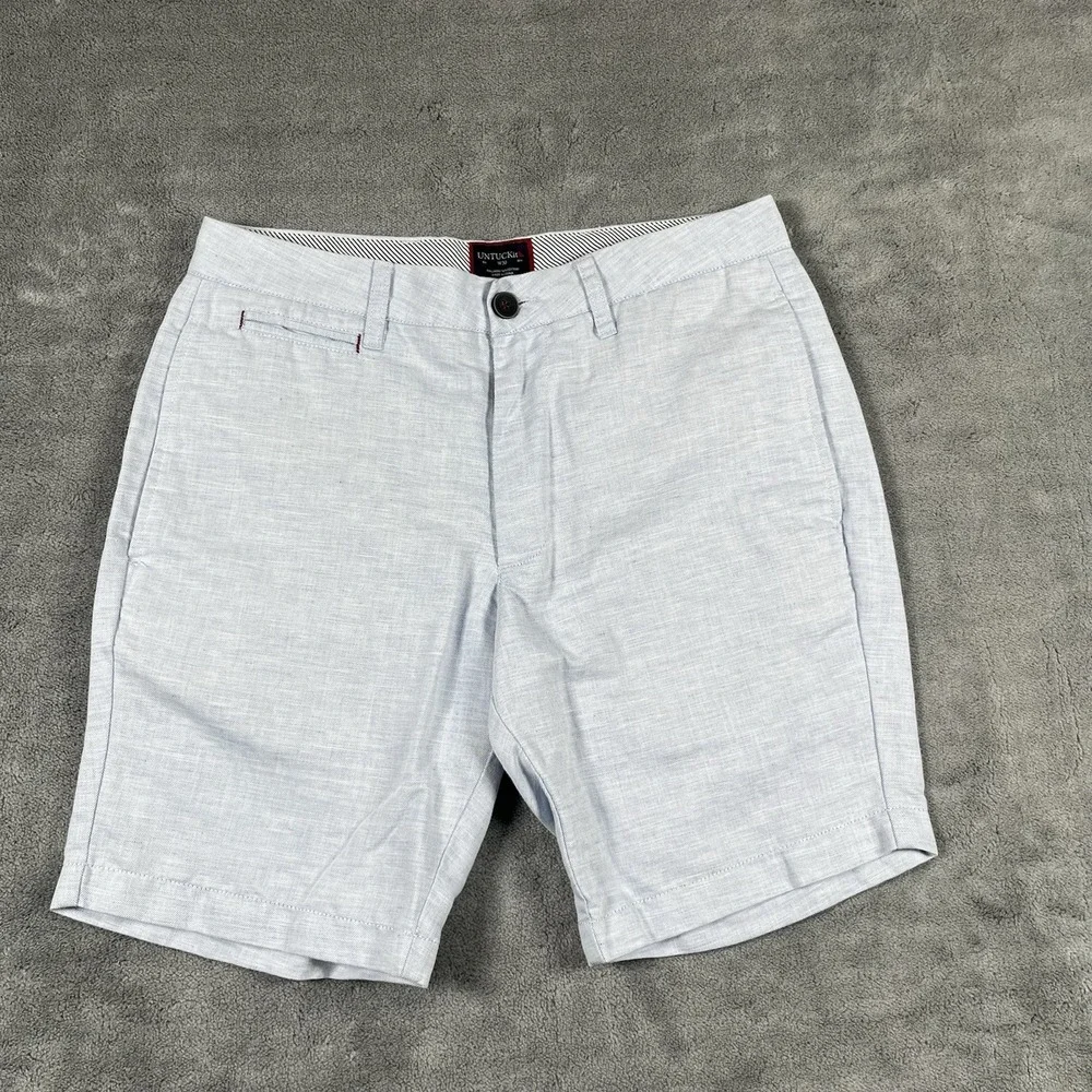 UNTUCKit Shorts Mens 30 Blue St. Julien Linen Blend Chino 9 Inseam Casual Summer